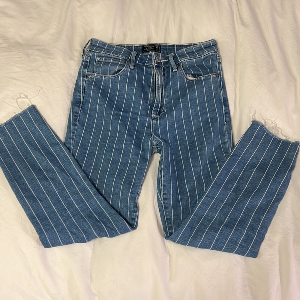 Abercrombie & Fitch, Simone High Rise Ankle Pants, Size 27/4s, Denim, Striped